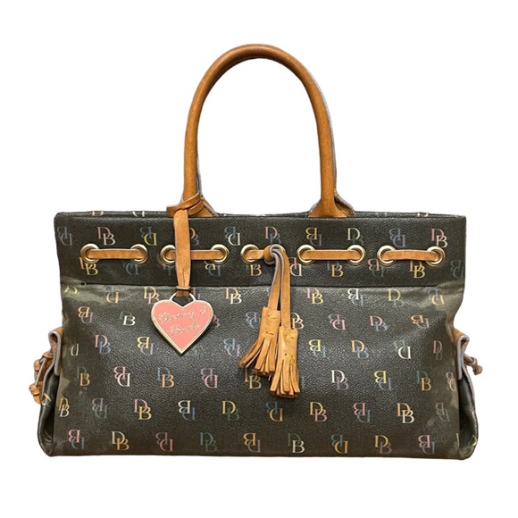 Dooney & Bourke MADE IN USA Vintage Distressed Signature Coated Canvas Satchel